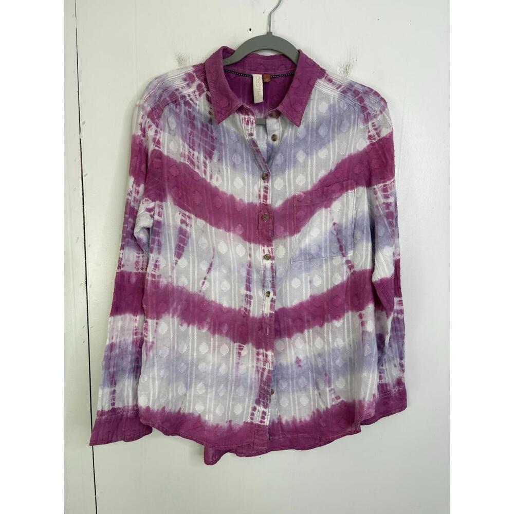 Anthropologie Pilcro Shirt Womens Medium Janesse Tie Dye Button Down Western